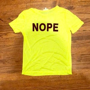 A neon green “NOPE” mesh shorts from ROSS